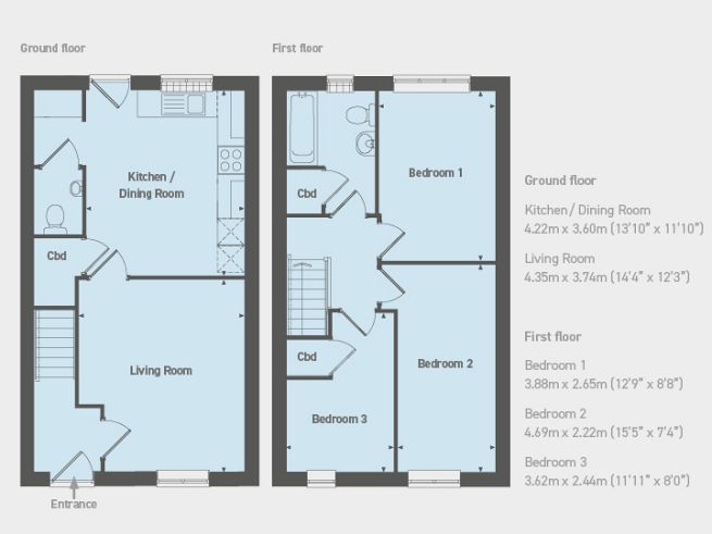 Floor plan 3 bedroom house - artist's impression subject to change